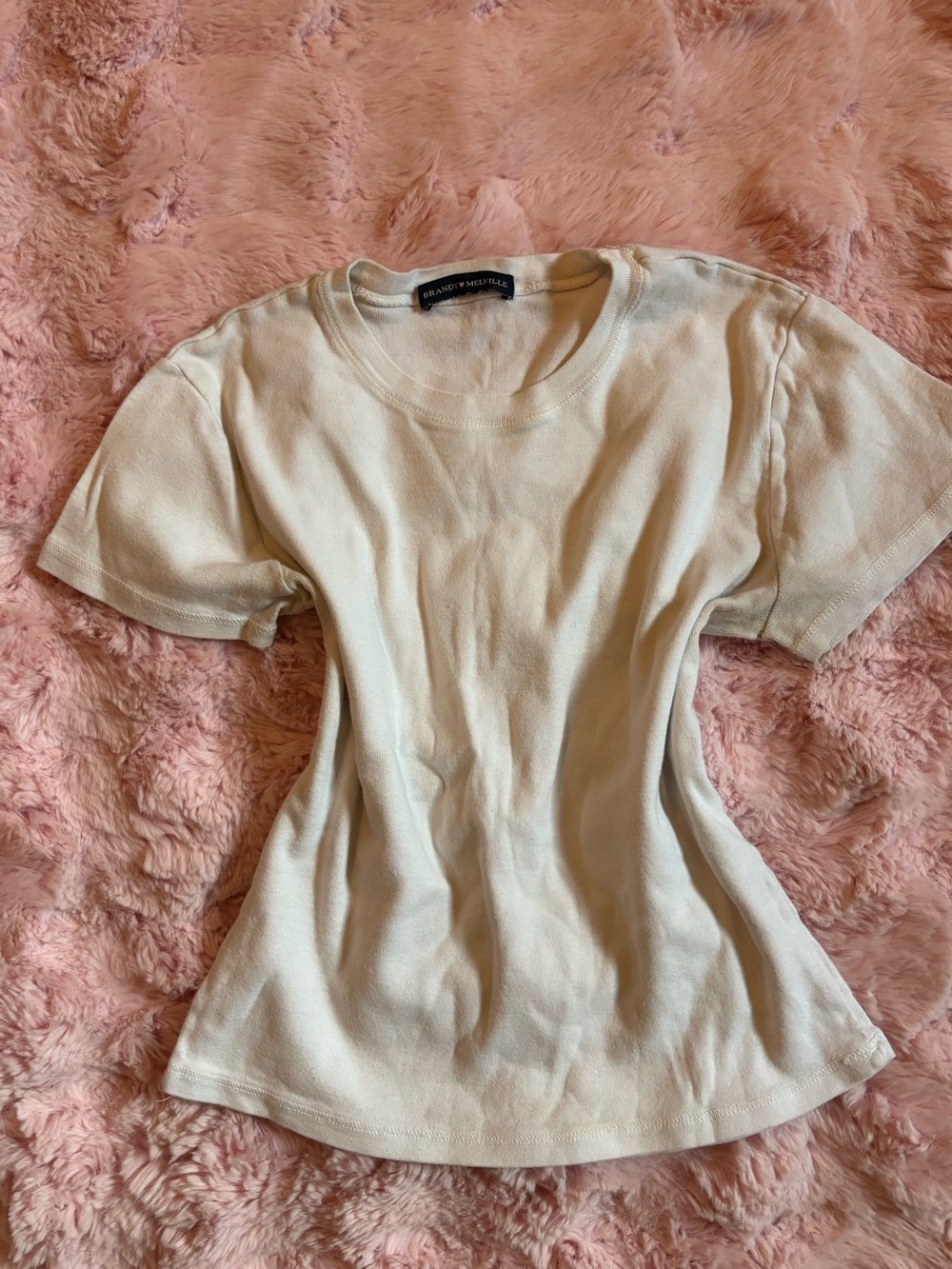 Brandy Melville Cream Short Sleeve Tee